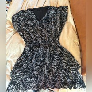 White House Black Market Asymmetrical Black and White Dress